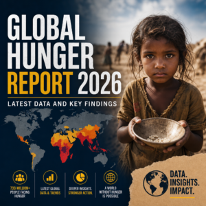 World map showing global hunger data, trends, and key findings for 2026 report