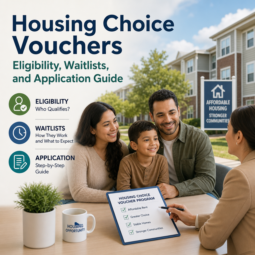 Family consulting with a housing advisor about Housing Choice Vouchers eligibility and waitlists