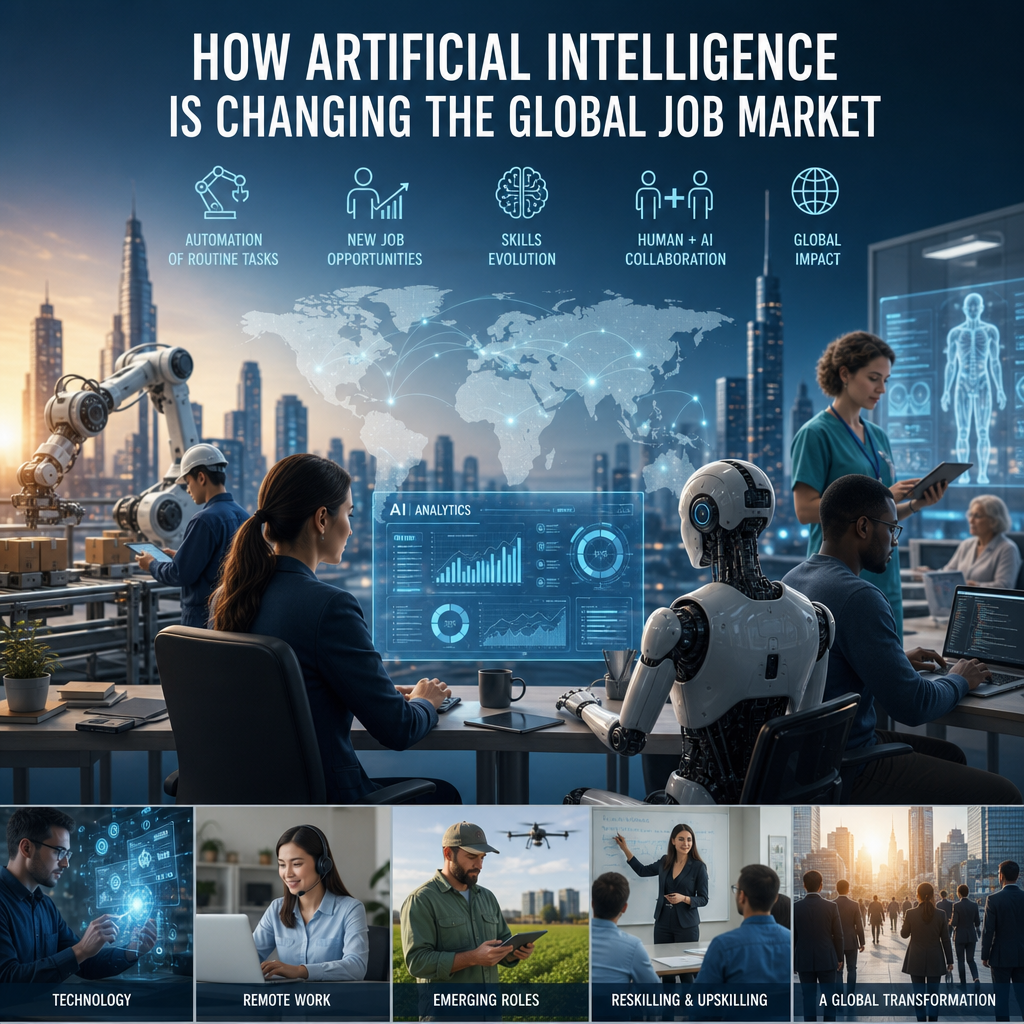 AI transforming the global job market with automation, new roles, and human-AI collaboration