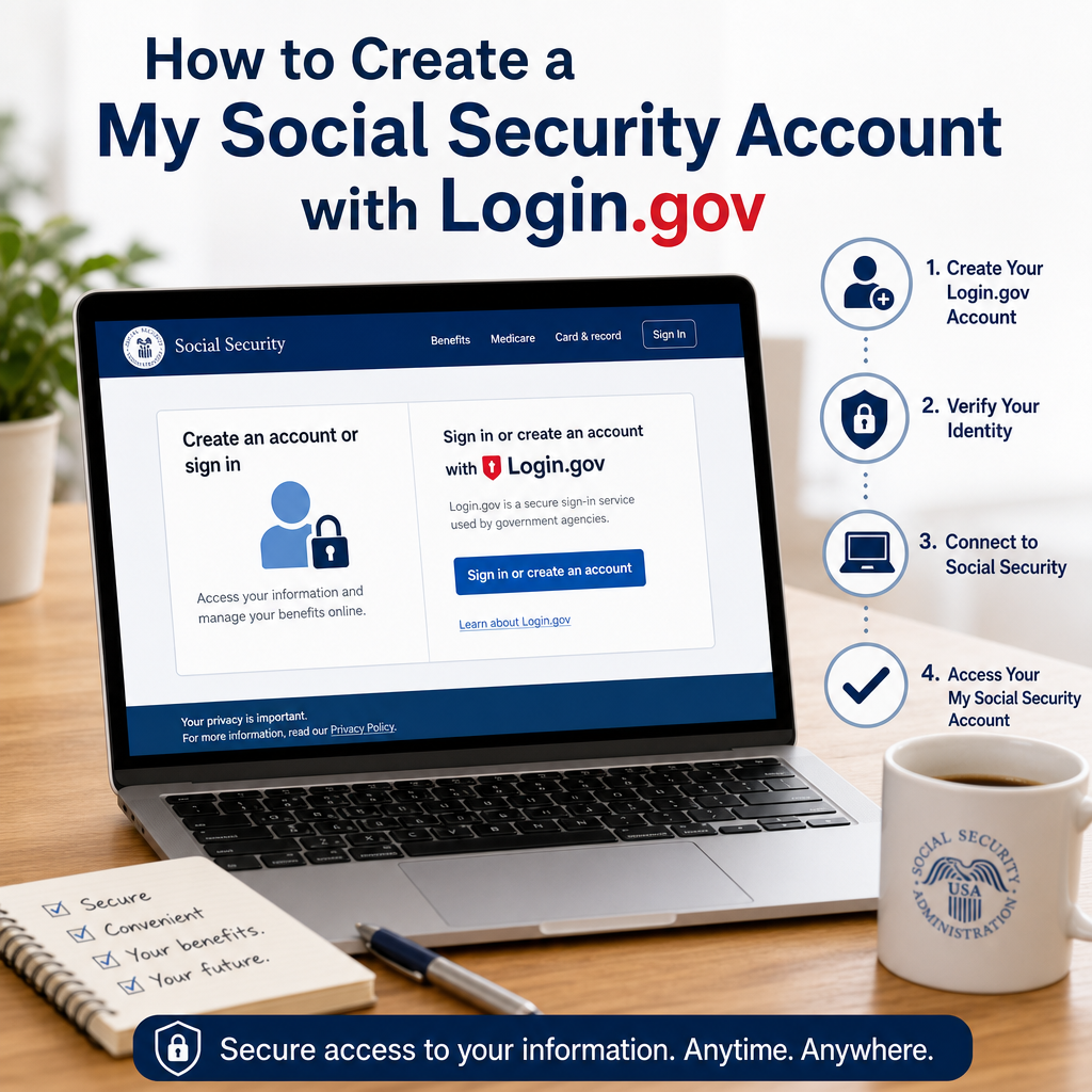 Step-by-step guide to creating a My Social Security account with Login.gov for secure online access.