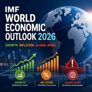 IMF World Economic Outlook 2026 chart showing growth, inflation, and global risk trends