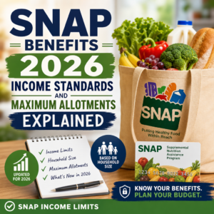 SNAP 2026 income limits and household size chart explaining eligibility and maximum food allotments